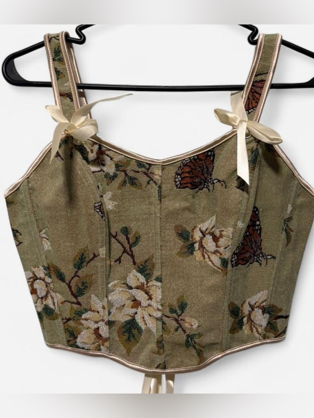Butterfly Floral Tapestry Corset Tank Top M